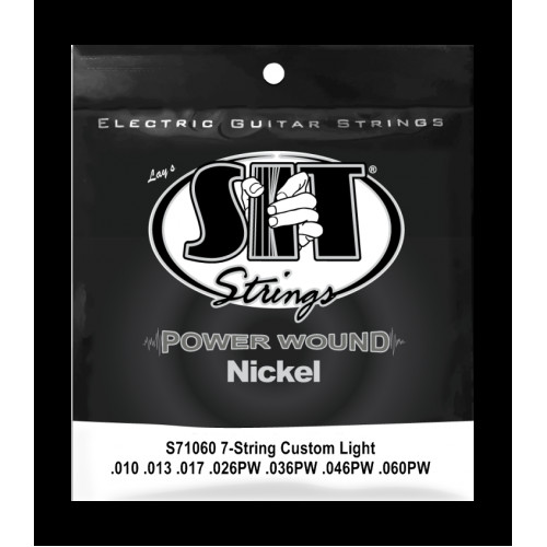 Струны для 7-семиструнной электрогитары SIT S71060, Powerwound Nickel Custom Light, 10-60 Струны для 7-семиструнной электрогитары SIT S71060, Powerwound Nickel Custom Light, 10-60