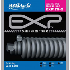 EXP170-5 Coated Комплект струн для 5-струнной бас-гитары, Light, 45-130, Long Scale, D'Addario EXP170-5 Coated Комплект струн для 5-струнной бас-гитары, Light, 45-130, Long Scale, D'Addario