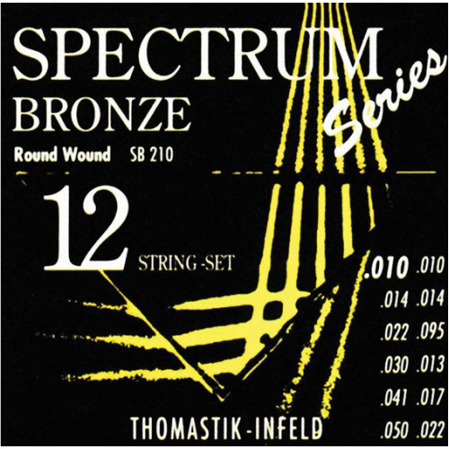 SB210 Spectrum Bronze Комплект струн для 12-струнной акустической гитары, бронза, 10-50, Thomastik SB210 Spectrum Bronze Комплект струн для 12-струнной акустической гитары, бронза, 10-50, Thomastik