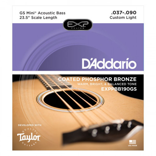 EXPPBB190GS Coated Phosphor Bronze Комплект струн для акуст.бас-гитары, Taylor GS, 37-90, D'Addario