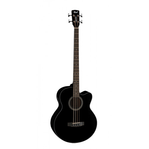 SJB5F-BK Acoustic Bass Series Электро-акустическая бас-гитара, с вырезом, черная, Cort