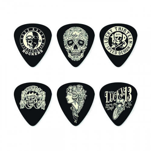 L13C Lucky 13C Коробка медиаторов, 432шт, 3 толщины, 6 рисунков, Dunlop