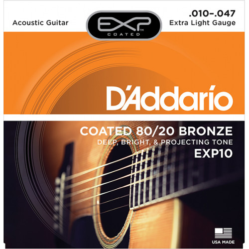 EXP10 COATED 80/20 Струны для акустической гитары Extra Light10-47 D`Addario