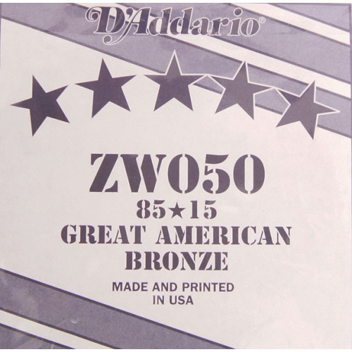 ZW050 Отдельная струна для акустической гитары, бронза 85/15, 050, D'Addario