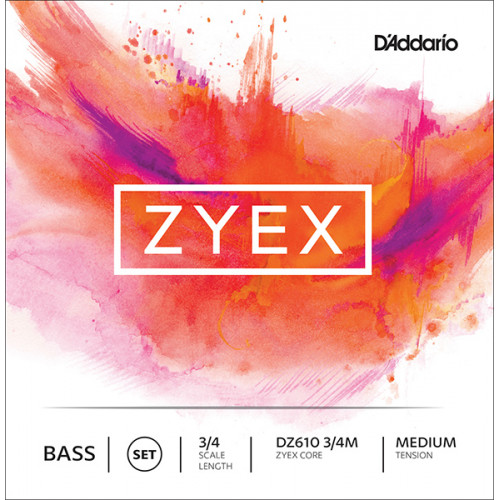 DZ610-3/4M Zyex Комплект струн для контрабаса размером 3/4, среднее натяжение, D'Addario
