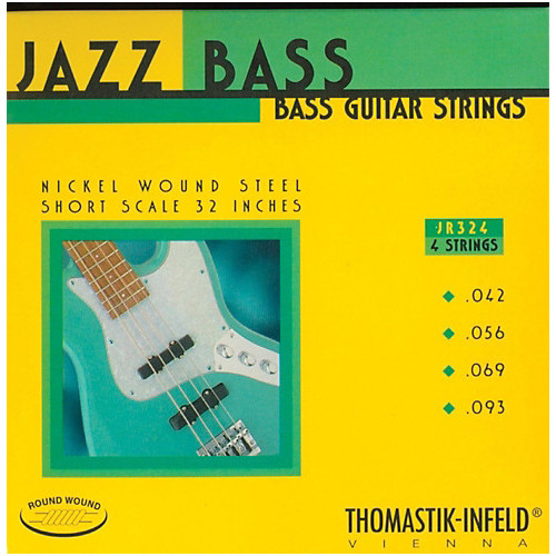 JR324 Jazz Round Wound Комплект струн для бас-гитары, никель, круглая оплетка, 42-93, Thomastik JR324 Jazz Round Wound Комплект струн для бас-гитары, никель, круглая оплетка, 42-93, Thomastik