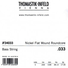 JF34033 Jazz Flat Wound Отдельная струна для бас-гитары, никель, плоская оплетка, 033, Thomastik JF34033 Jazz Flat Wound Отдельная струна для бас-гитары, никель, плоская оплетка, 033, Thomastik