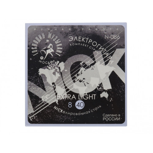N086 NICK 08-40 Комплект струн для электрогитары, никелированные, Господин Музыкант N086 NICK 08-40 Комплект струн для электрогитары, никелированные, Господин Музыкант