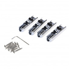 MX1844CR-4 Бридж мультимензурный для бас-гитары, хром, Musiclily MX1844CR-4 Бридж мультимензурный для бас-гитары, хром, Musiclily