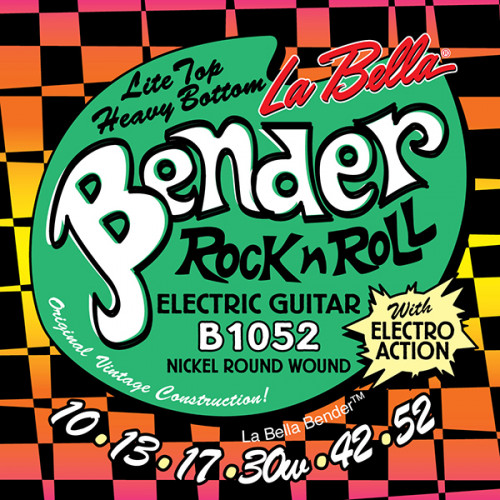 B1052 The Bender L.Top/H.Bottom Комплект струн для электрогитары, никелированные, 10-52, La Bella B1052 The Bender L.Top/H.Bottom Комплект струн для электрогитары, никелированные, 10-52, La Bella
