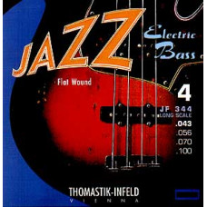 JF344 Jazz Flat Wound Комплект струн для бас-гитары, никель, плоская оплетка, 43-100, Thomastik JF344 Jazz Flat Wound Комплект струн для бас-гитары, никель, плоская оплетка, 43-100, Thomastik