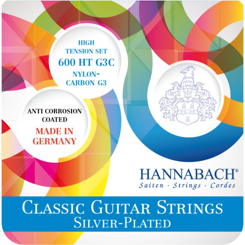 600HT-G3C Silver-Plated Комплект струн для классической гитары, сильное натяжение, Hannabach 600HT-G3C Silver-Plated Комплект струн для классической гитары, сильное натяжение, Hannabach