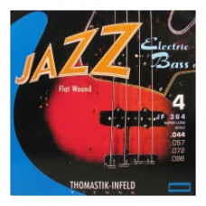JF364 Jazz Flat Wound Комплект струн для бас-гитары, никель, плоская оплетка, 44-96, Thomastik JF364 Jazz Flat Wound Комплект струн для бас-гитары, никель, плоская оплетка, 44-96, Thomastik