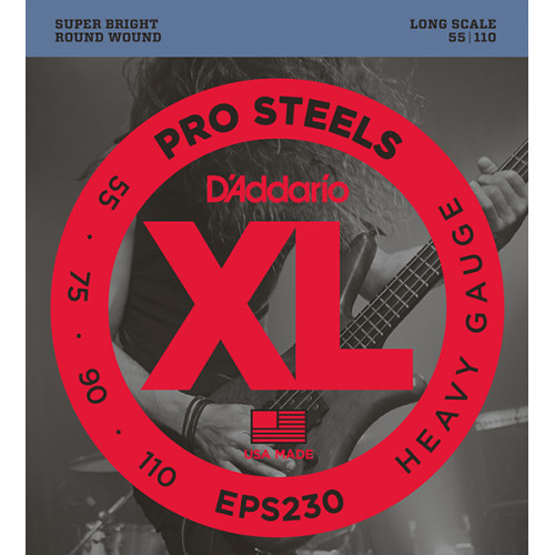 EPS230 ProSteels Комплект струн для бас-гитары, Heavy, 55-110, D'Addario