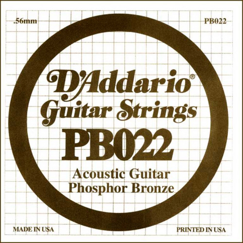 PB022 Phosphor Bronze Отдельная струна для акустической гитары, фосфорная бронза, .022, D'Addario PB022 Phosphor Bronze Отдельная струна для акустической гитары, фосфорная бронза, .022, D'Addario
