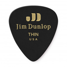 483P03TH Genuine Celluloid Медиаторы, 12шт, тонкие, черные, Dunlop