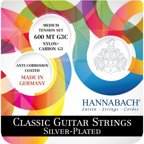 600MT-G3C Silver-Plated Комплект струн для классической гитары, среднее натяжение, Hannabach 600MT-G3C Silver-Plated Комплект струн для классической гитары, среднее натяжение, Hannabach