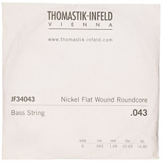 JF34043 Jazz Flat Wound Отдельная струна для бас-гитары, никель, плоская оплетка, 043, Thomastik JF34043 Jazz Flat Wound Отдельная струна для бас-гитары, никель, плоская оплетка, 043, Thomastik