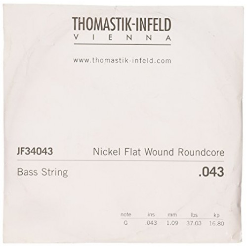 JF34043 Jazz Flat Wound Отдельная струна для бас-гитары, никель, плоская оплетка, 043, Thomastik