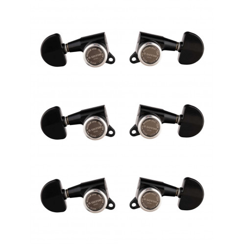 SG381-MGT-20-B-L3+R3 Колки для гитары 3+3, локовые, черные, Gotoh