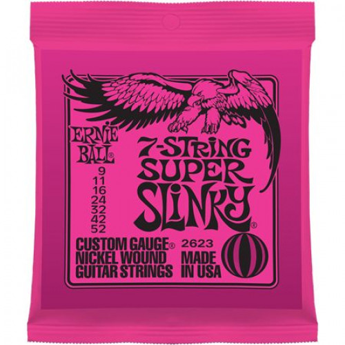 P02623 Super Slinkу Комплект cтрун для 7-струнной электрогитары, никель, 9-52, Ernie Ball P02623 Super Slinkу Комплект cтрун для 7-струнной электрогитары, никель, 9-52, Ernie Ball