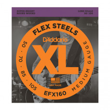 EFX160 FlexSteels Комплект струн для бас-гитары, Medium, 50-105, сталь, Long Scale, D'Addario