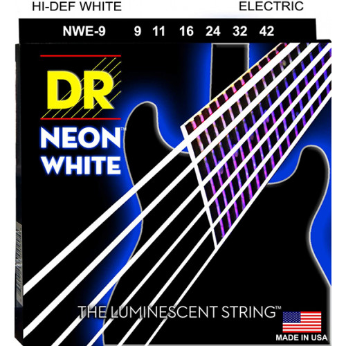 NWE-9/42 Neon White Комплект струн для электрогитары, никелированные, с покрытием, 9-42, DR