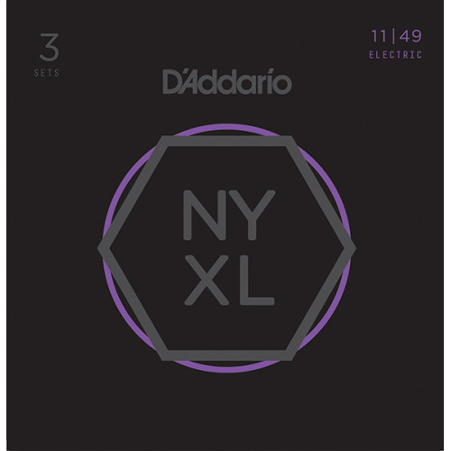 NYXL1149-3P NYXL 3 Комплекта струн для электрогитары, Medium, 11-49, D'Addario