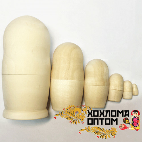 LHM90006 Матрешка без росписи 6 кукольная, Хохлома