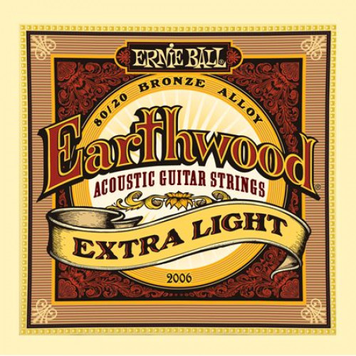 P02006 Earthwood Extra Light Комплект струн для акустической гитары, бронза, 10-50, Ernie Ball