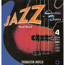 JR344 Jazz Round Wound Комплект струн для бас-гитары, никель, круглая оплетка, 43-89, Thomastik JR344 Jazz Round Wound Комплект струн для бас-гитары, никель, круглая оплетка, 43-89, Thomastik