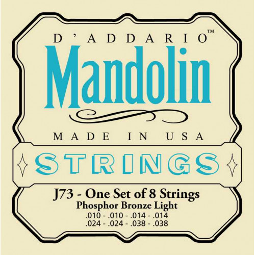 J73 Комплект струн для мандолины, фосфорная бронза, Light, 10-38, D'Addario