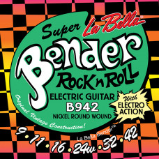 B942 The Bender Super Комплект струн для электрогитары, никелированные, 9-42, La Bella B942 The Bender Super Комплект струн для электрогитары, никелированные, 9-42, La Bella