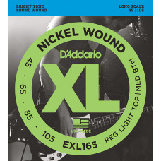 EXL165 XL NICKEL WOUND Струны для бас-гитары Long Regular Ligth Top Medium Bottom 45-105 D`Addario EXL165 XL NICKEL WOUND Струны для бас-гитары Long Regular Ligth Top Medium Bottom 45-105 D`Addario