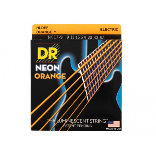 NOE7-9 Neon Orange Комплект струн для 7-струнной электрогитары, никелированные,с покрытием, 9-52, DR NOE7-9 Neon Orange Комплект струн для 7-струнной электрогитары, никелированные,с покрытием, 9-52, DR