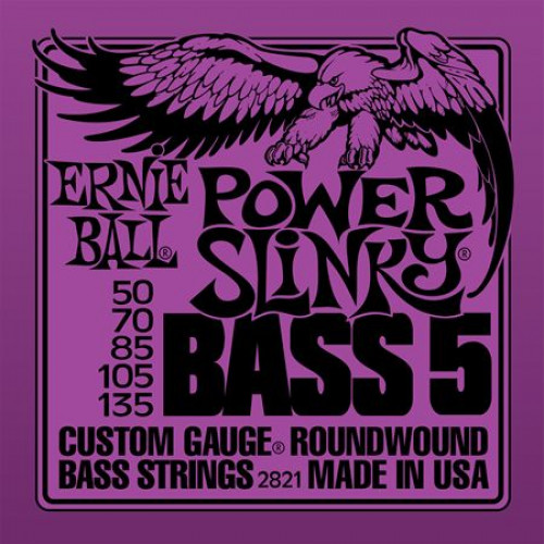 P02821 Power Slinky Bass Комплект струн для 5-струнной бас-гитары, 50-135, никель, Ernie Ball P02821 Power Slinky Bass Комплект струн для 5-струнной бас-гитары, 50-135, никель, Ernie Ball