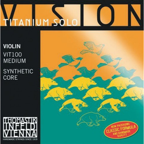 VIT100 Vision Titanium Solo Комплект струн для скрипки размером 4/4, среднее натяжение, Thomastik VIT100 Vision Titanium Solo Комплект струн для скрипки размером 4/4, среднее натяжение, Thomastik