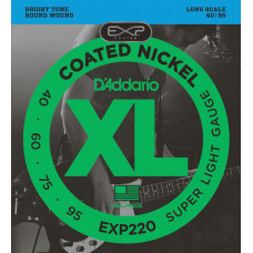EXP220 Coated Nickel Wound Комплект струн для бас-гитары, с покрытием, Super Light, 40-95, D'Addario EXP220 Coated Nickel Wound Комплект струн для бас-гитары, с покрытием, Super Light, 40-95, D'Addario