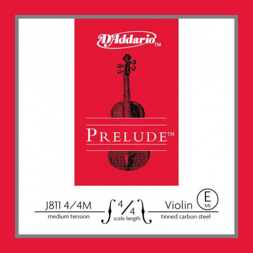 J811-4/4M-B10 Prelude Отдельная струна Е/Ми для скрипок размером 4/4, ср. натяжение, 10шт, D'Addario