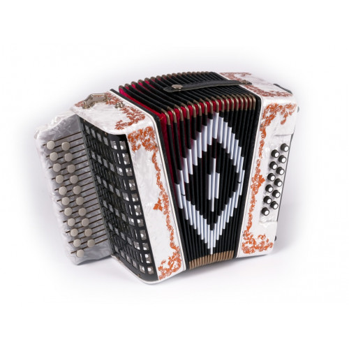 SZ48/1ХL-A-WH Гармонь «Чайка» 21х12-II, белая, ля мажор, роспись, Шуйская гармонь