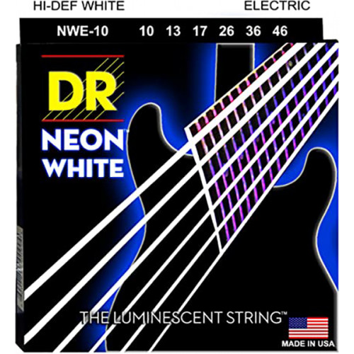 NWE-10 Neon White Комплект струн для электрогитары, никелированные, с покрытием, 10-46, DR