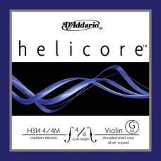 H314-4/4M Helicore Отдельная струна G/Соль для скрипок размером 4/4, среднее натяжение, D'Addario
