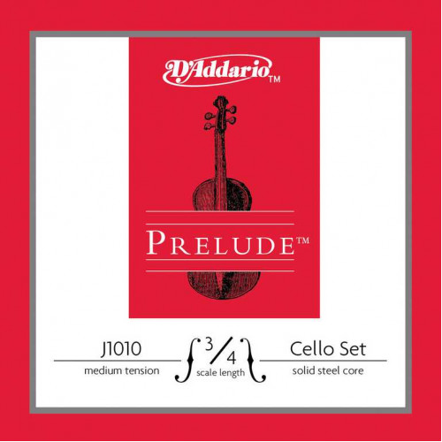 J1010-3/4M Prelude Комплект струн для виолончели размером 3/4, среднее натяжение, D'Addario