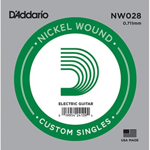NW028 Nickel Wound Отдельная струна для электрогитары, никелированная, .028, D'Addario