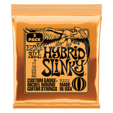 P03222 Hybrid Slinky Струны для электрогитары, 3 комплекта, никелированные, 9-46, Ernie Ball