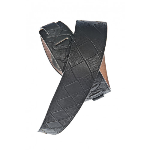 25LWV-01 Кожаный ремень для гитары, рисунок «Large Basket Weave», черный, Planet Waves