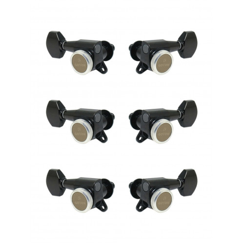 SG381-MGT-07-B-L3+R3 Колки для гитары 3+3, локовые, черные, Gotoh