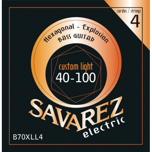 B70XLL4 Hexagonal Explosion Комплект струн для бас-гитары, никелированные, 40-100, Savarez