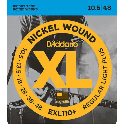 EXL110+ Nickel Wound Комплект струн для электрогитары, Regular Light Plus, 10.5-48, D'Addario EXL110+ Nickel Wound Комплект струн для электрогитары, Regular Light Plus, 10.5-48, D'Addario