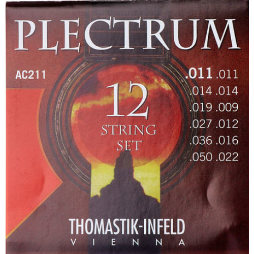 AC211 Plectrum Комплект струн для 12-струнной акустической гитары, сталь/бронза, 11-50, Thomastik AC211 Plectrum Комплект струн для 12-струнной акустической гитары, сталь/бронза, 11-50, Thomastik